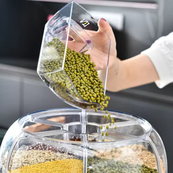 Kitchen Rotary Rice Barrel Grain Dispenser Container Storage Box