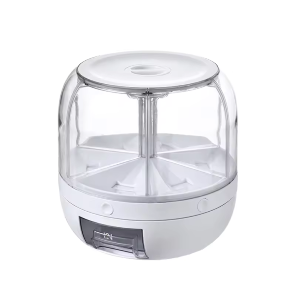 Kitchen Rotary Rice Barrel Grain Dispenser Container Storage Box