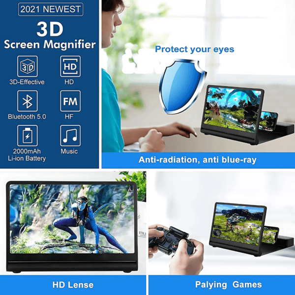3D Phone Screen Magnifier With Bluetooth Speaker B18