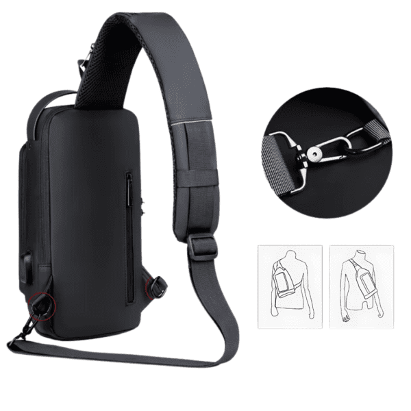 Fashion Waterproof Chest Bag USB