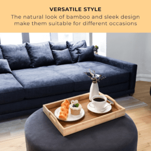 3 Pieces Bamboo Serving Tray Set