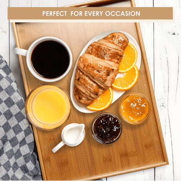 3 Pieces Bamboo Serving Tray Set