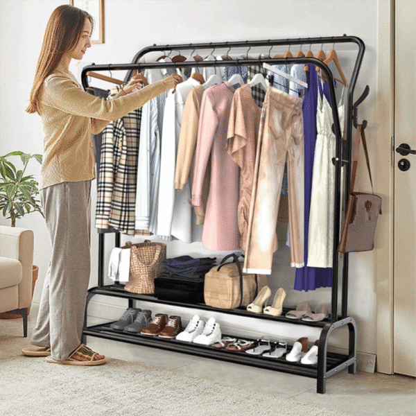 Multipurpose Curved Metal Double Garment Rack