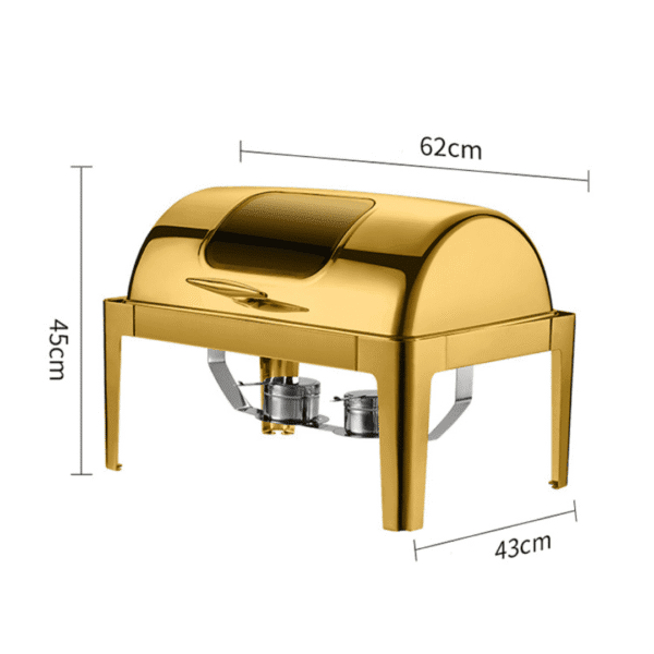 Gold Chafing Dish with Glass Window 9L