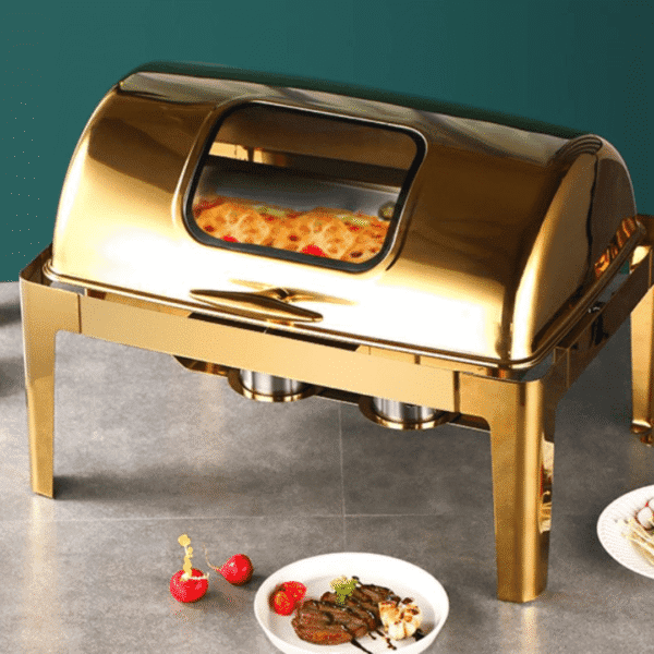 Gold Chafing Dish with Glass Window 9L