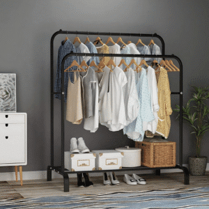 Metal Garment Rack with One Bottom Shelf