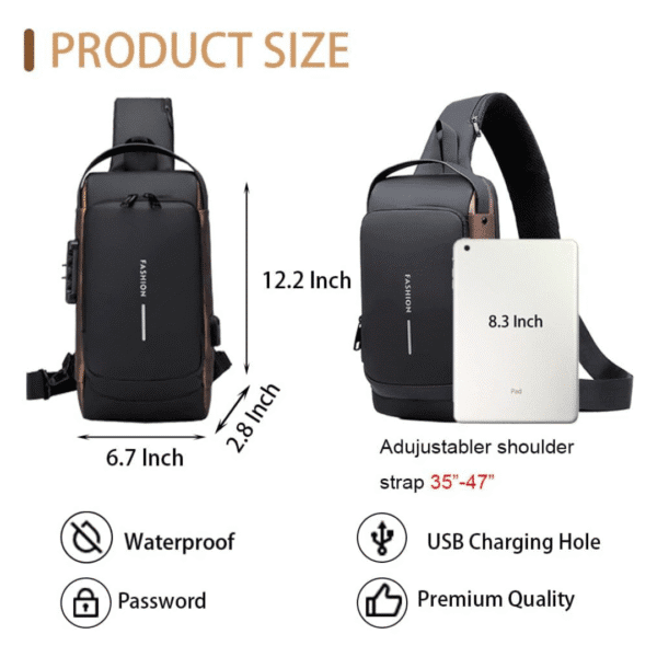 Fashion Waterproof Chest Bag USB