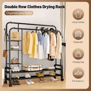 Metal Double Pole Clothes and Shoe Rack Metal Double Pole Clothes and Shoe Rack
