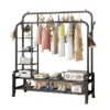 Metal Double Pole Clothes and Shoe Rack